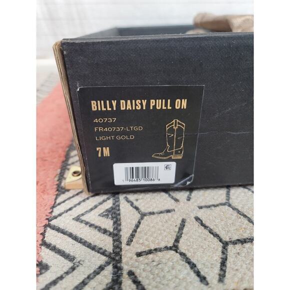 FRYE Billy Daisy Pull-On Leather Western Boots in Light Metallic Gold, sz 7 - Picture 11 of 16